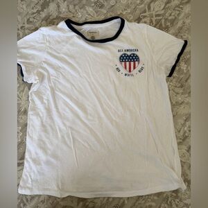 Denim & Supply Ralph Lauren White Tee with Navy Trim